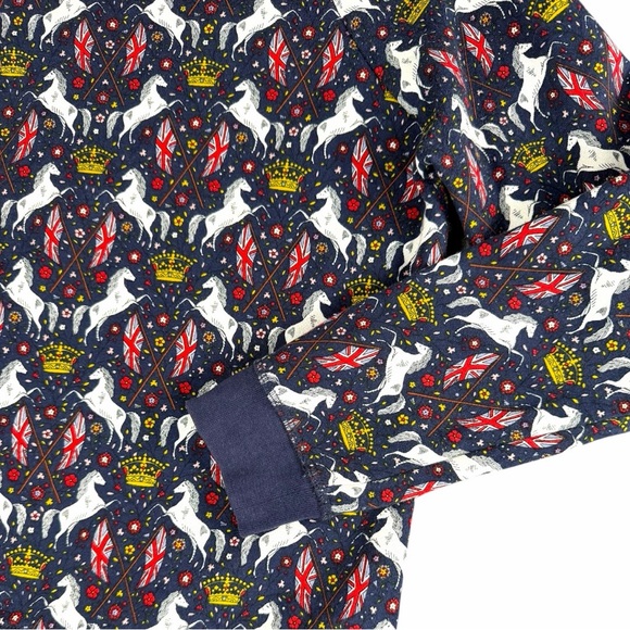 Boden Long Sleeve Cotton Pull-Over Union Jack Horses Print Sweatshirt In Size S - Picture 1 of 9